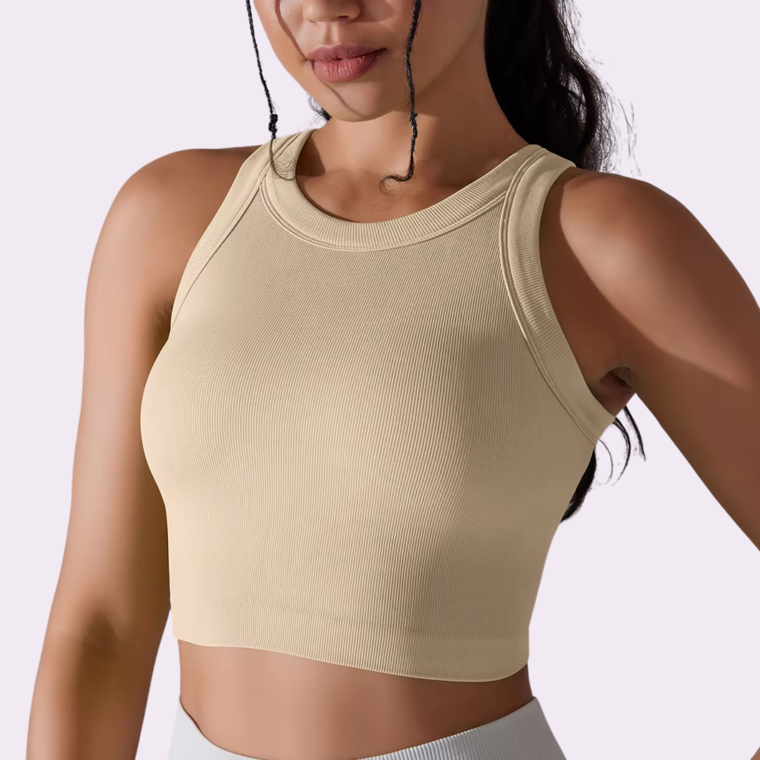 Top court à brassière intégrée | Beige
