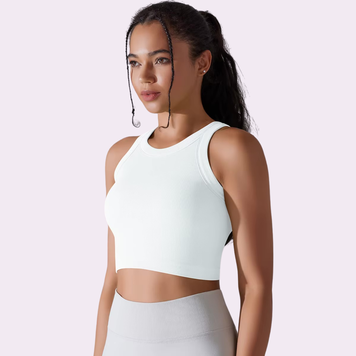Top court à brassière intégrée | Blanc