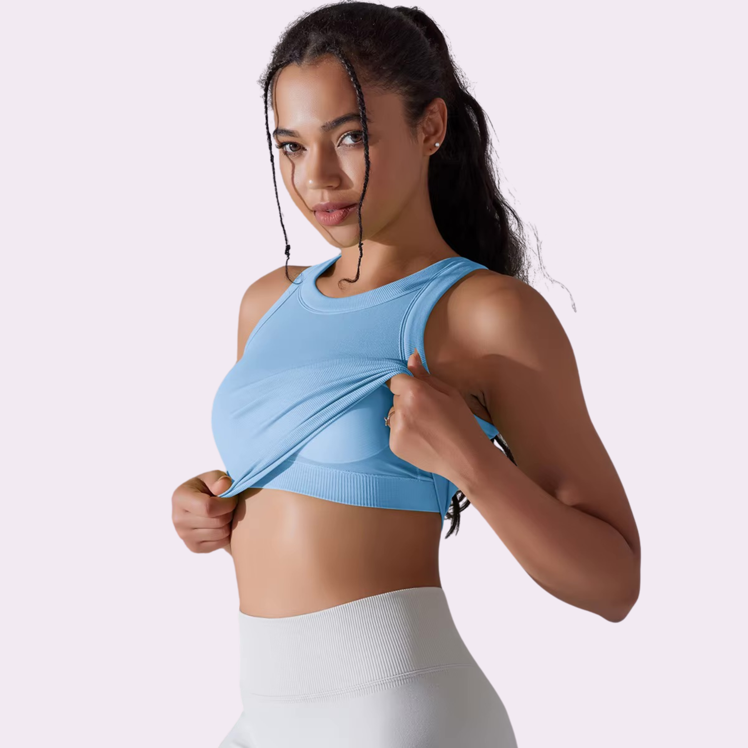 Top court à brassière intégrée | Bleu