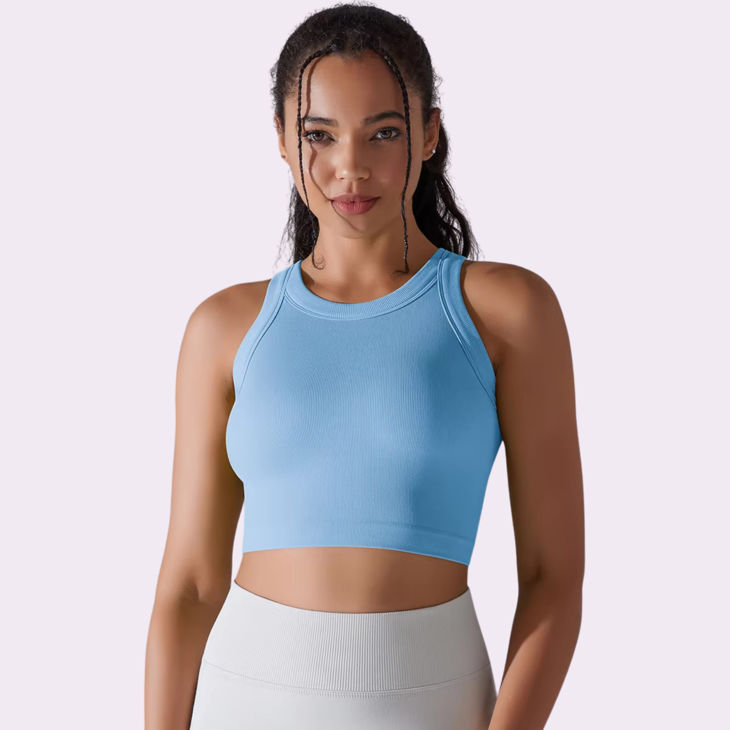 Top court à brassière intégrée | Bleu