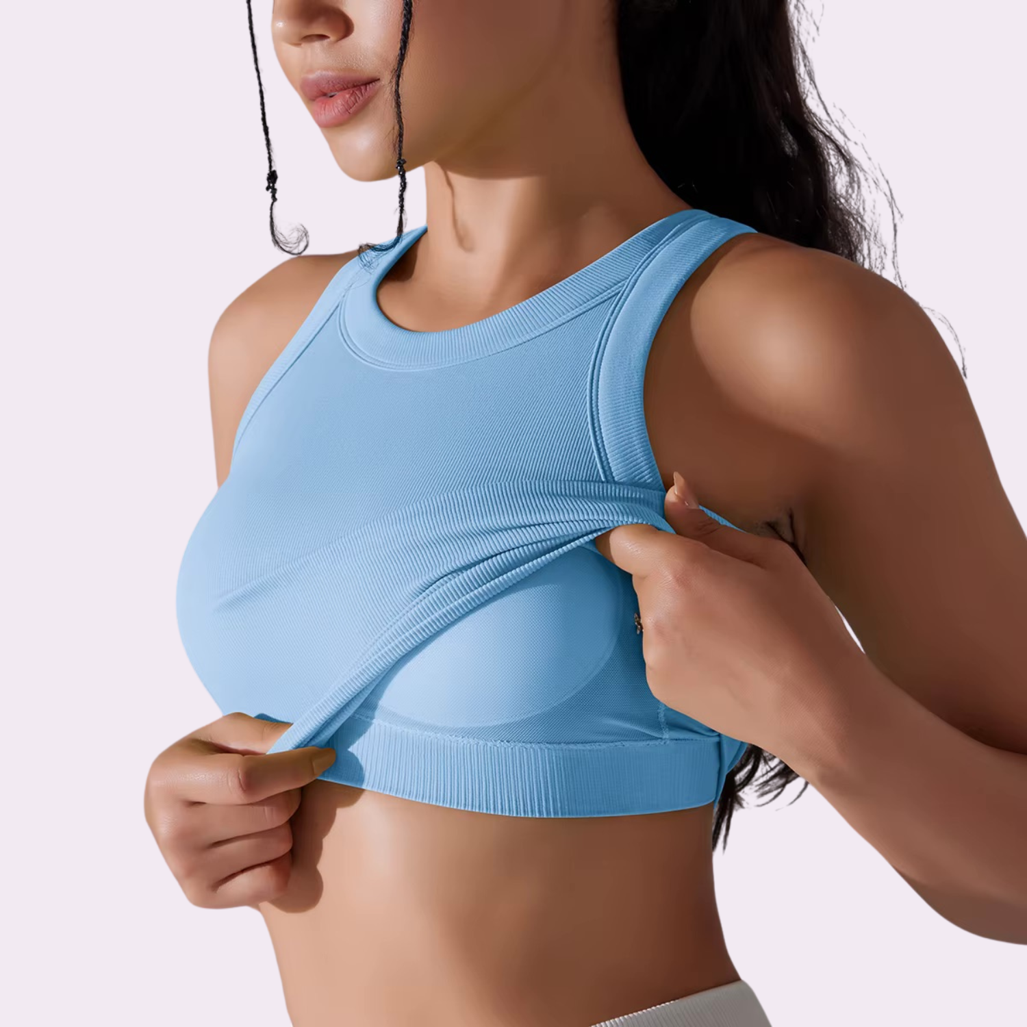 Top court à brassière intégrée | Bleu