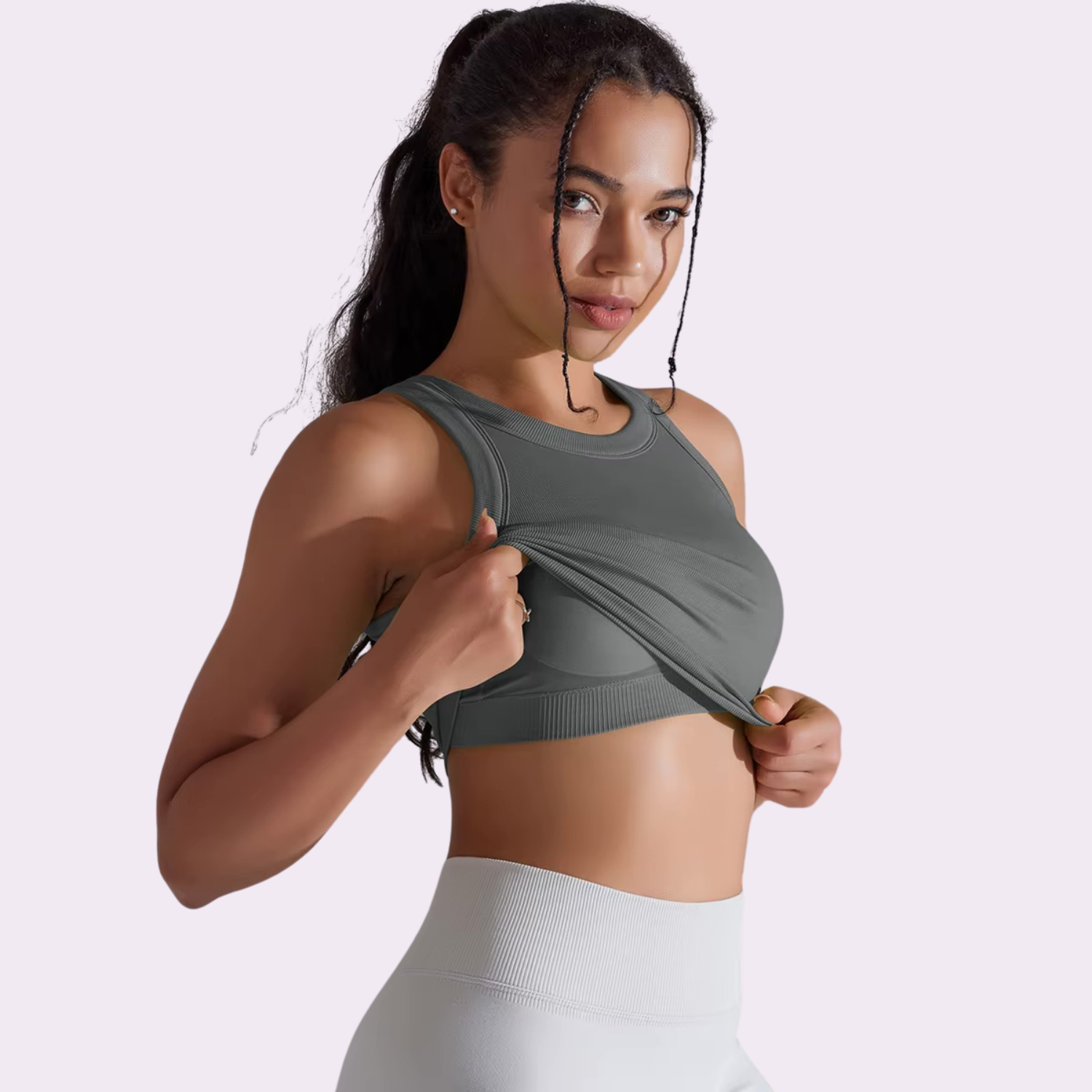 Top court à brassière intégrée | Gris