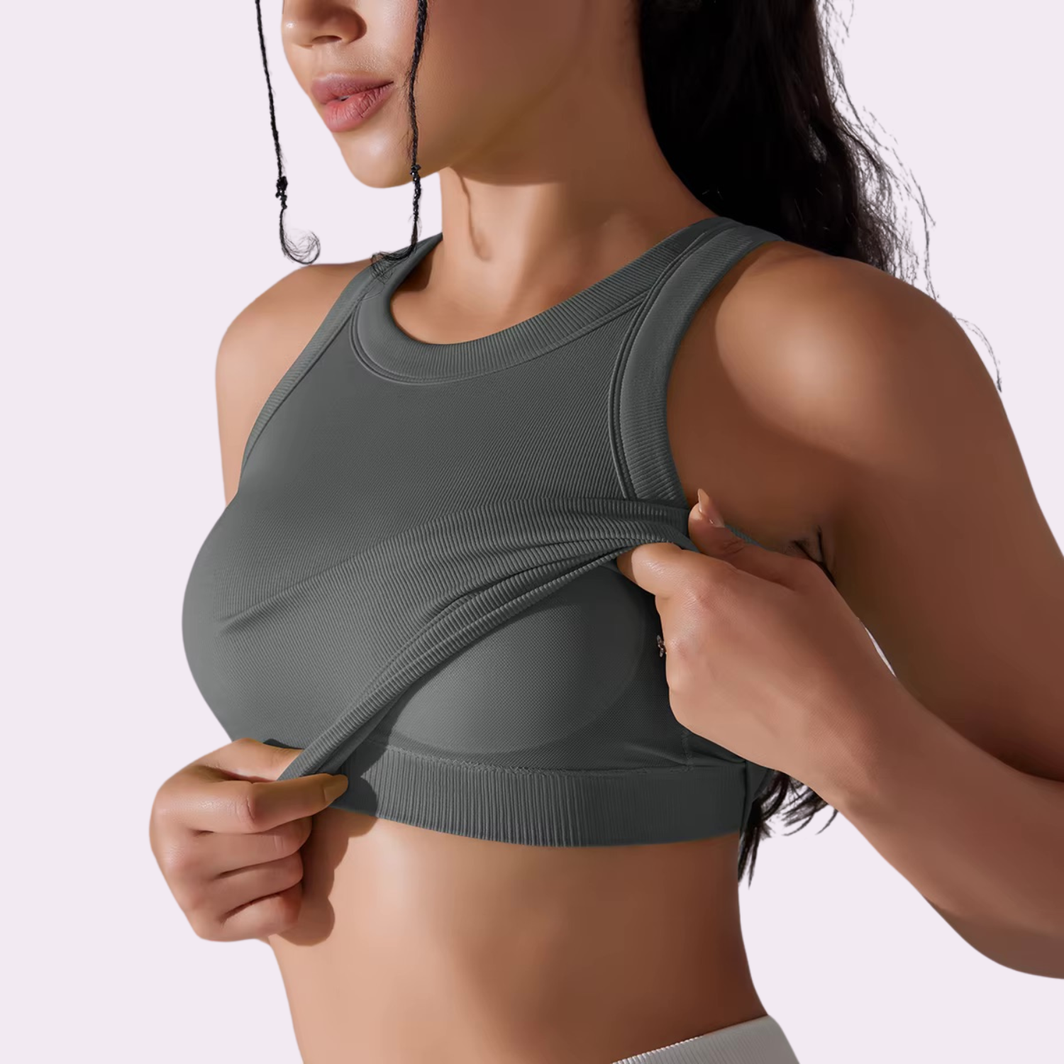Top court à brassière intégrée | Gris
