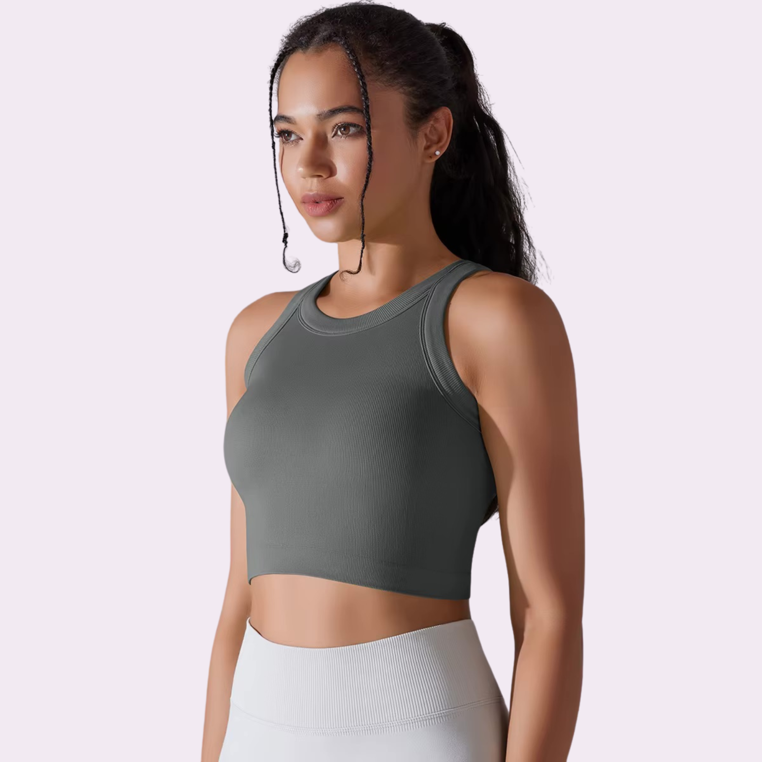 Top court à brassière intégrée | Gris