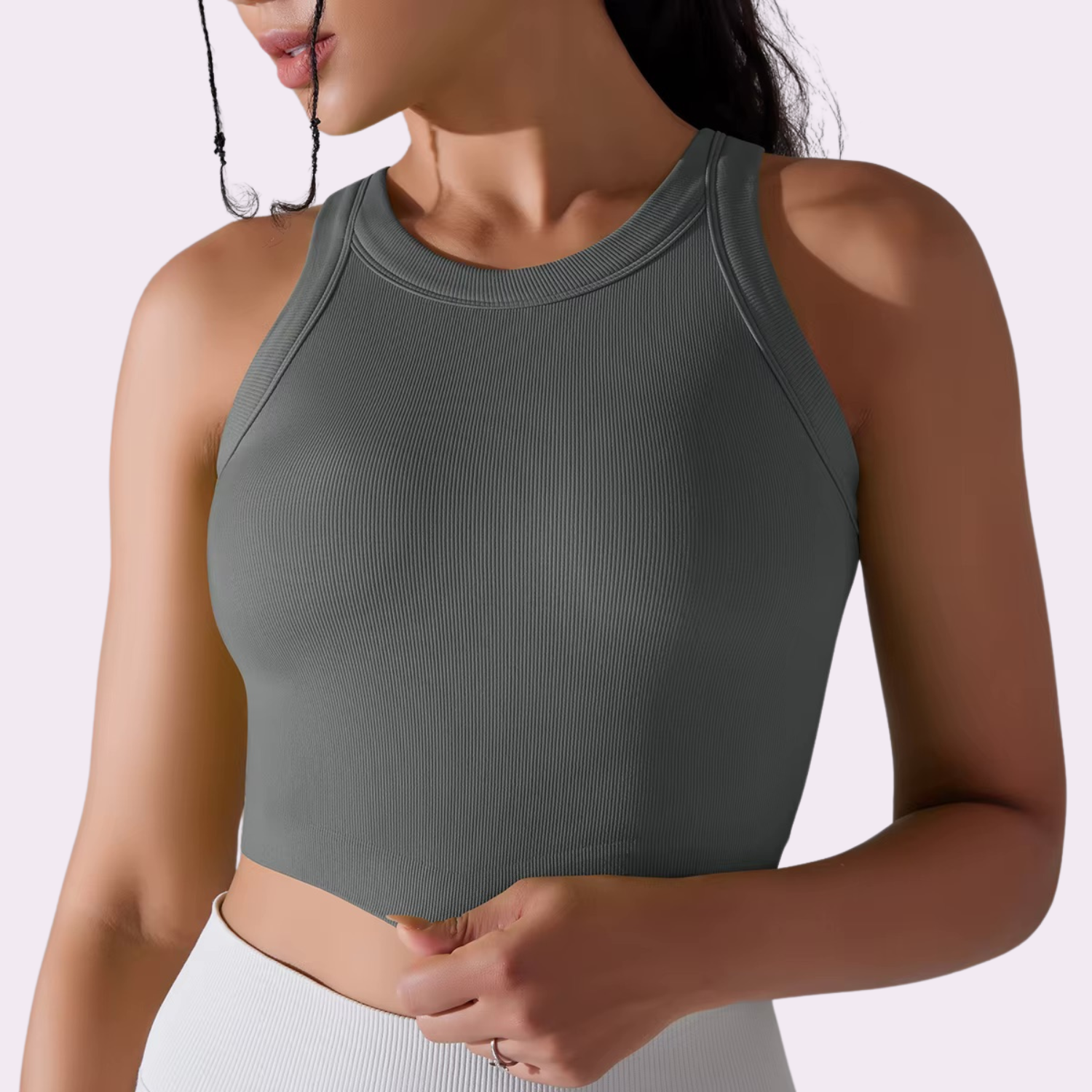 Top court à brassière intégrée | Gris