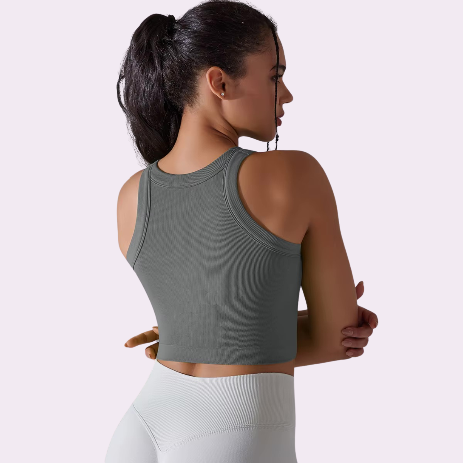 Top court à brassière intégrée | Gris