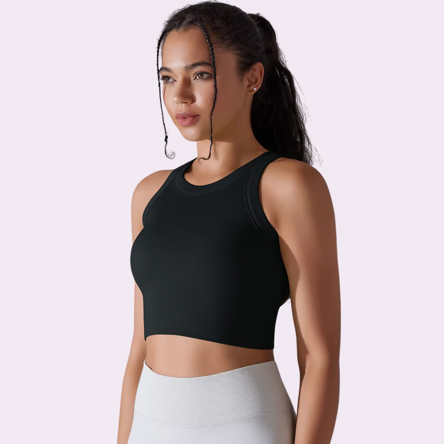 Top court à brassière intégrée | Noir