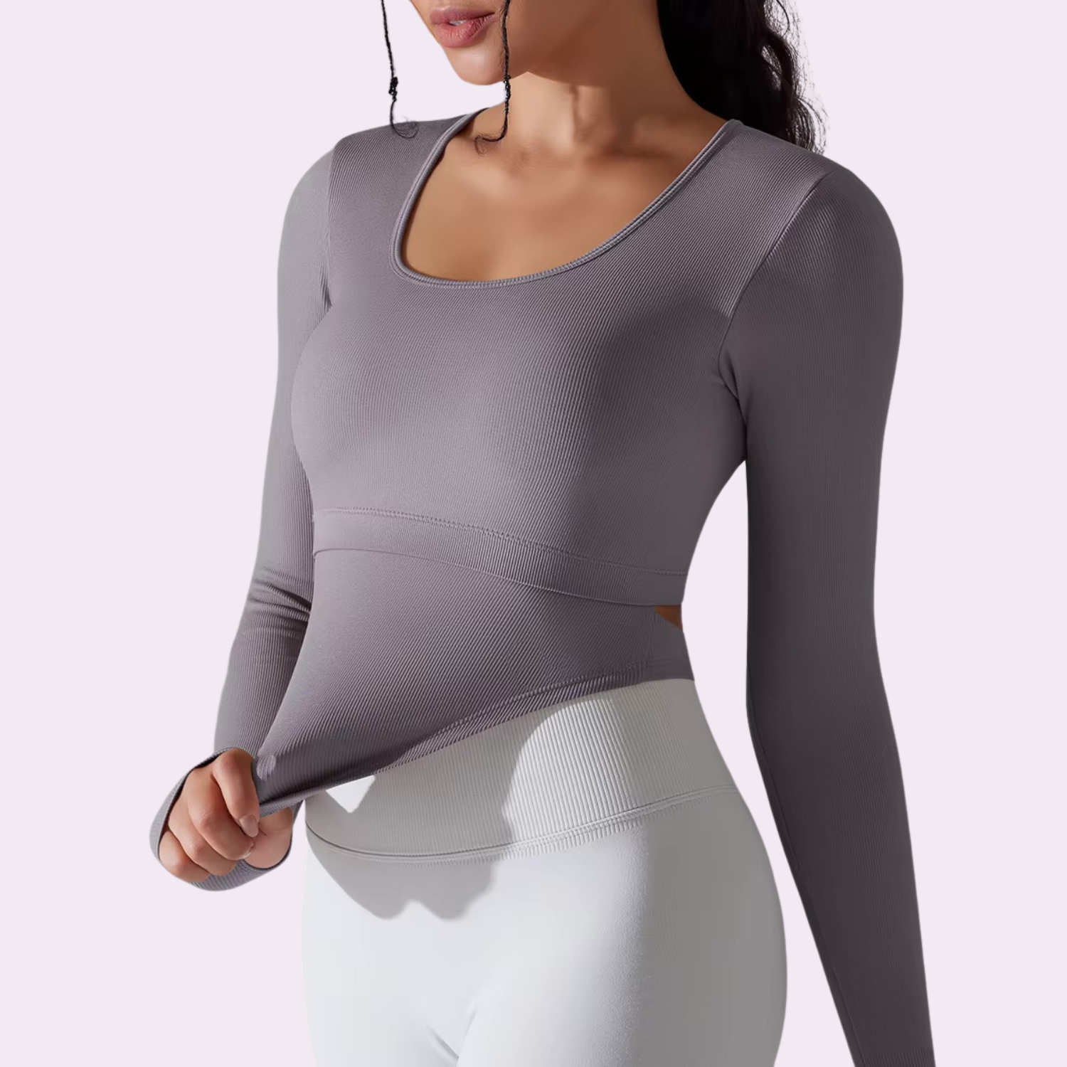 Top manches longues à brassière intégrée | Gris