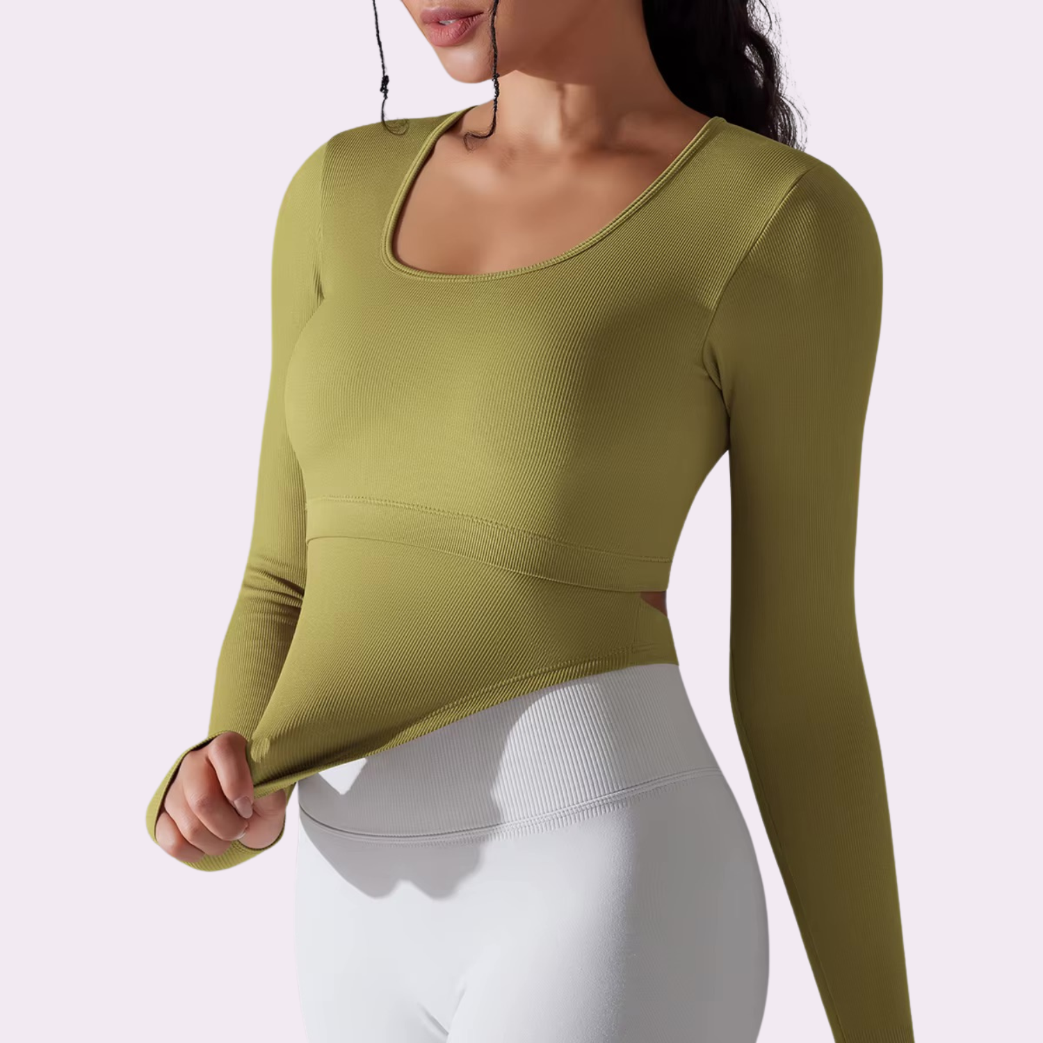 Top manches longues à brassière intégrée | Moutarde