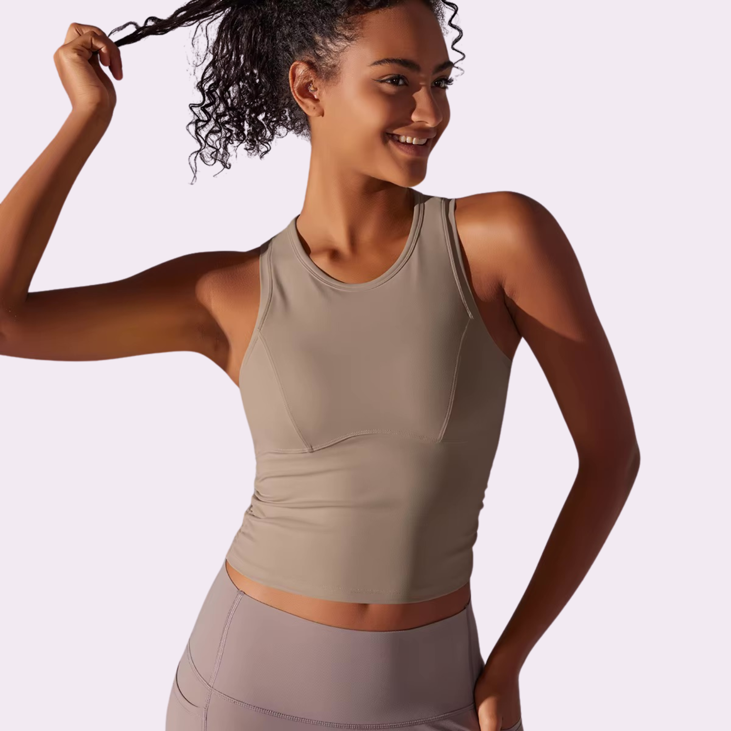 Top de sport à brassière intégrée | Beige