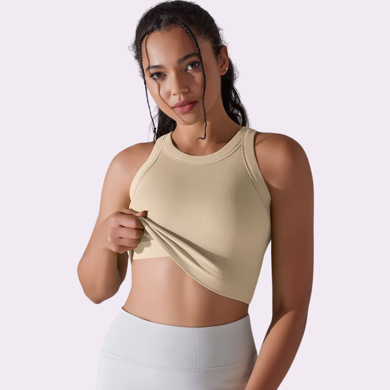 Top court à brassière intégrée | Beige