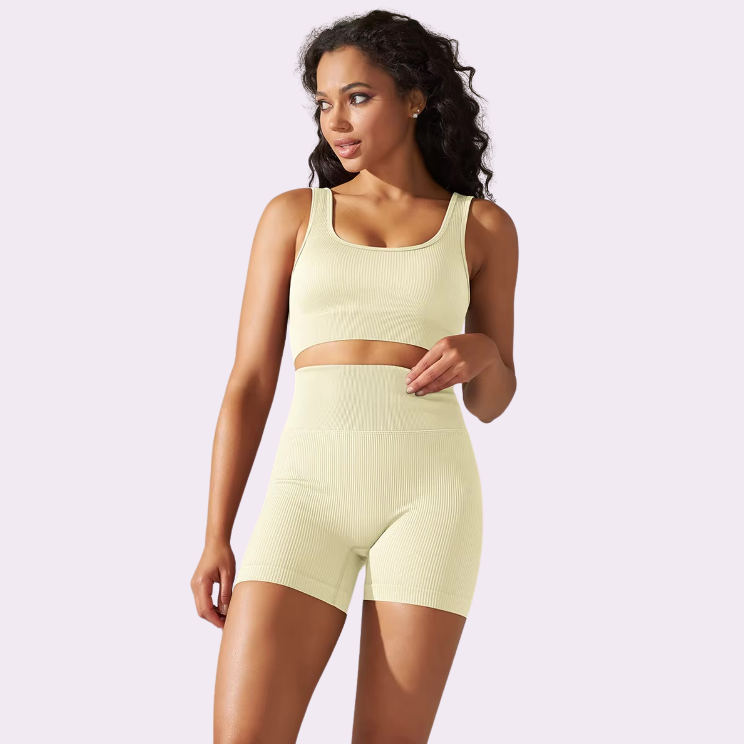 Ensemble brassière cycliste court | Jaune