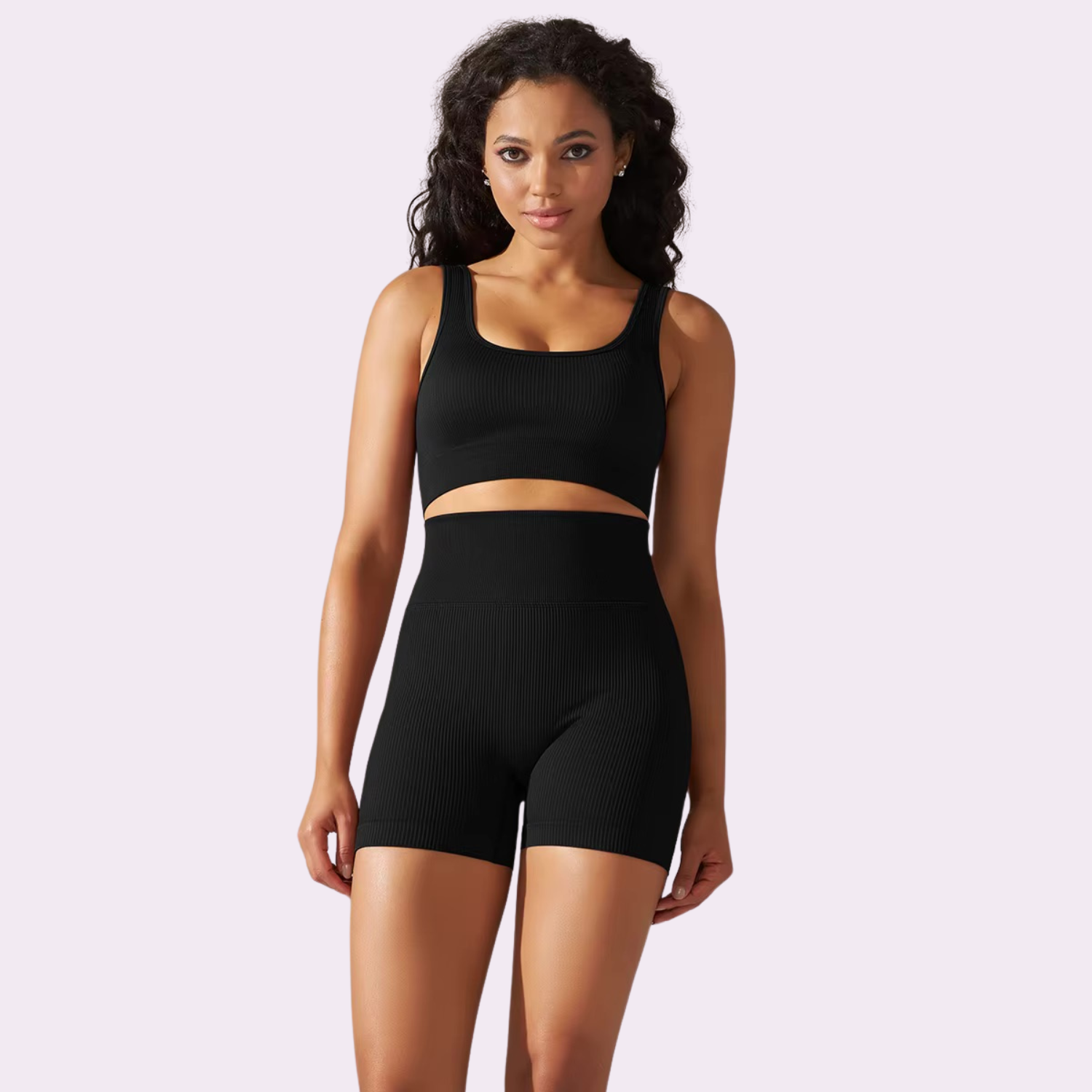 Ensemble brassière cycliste court | Noir